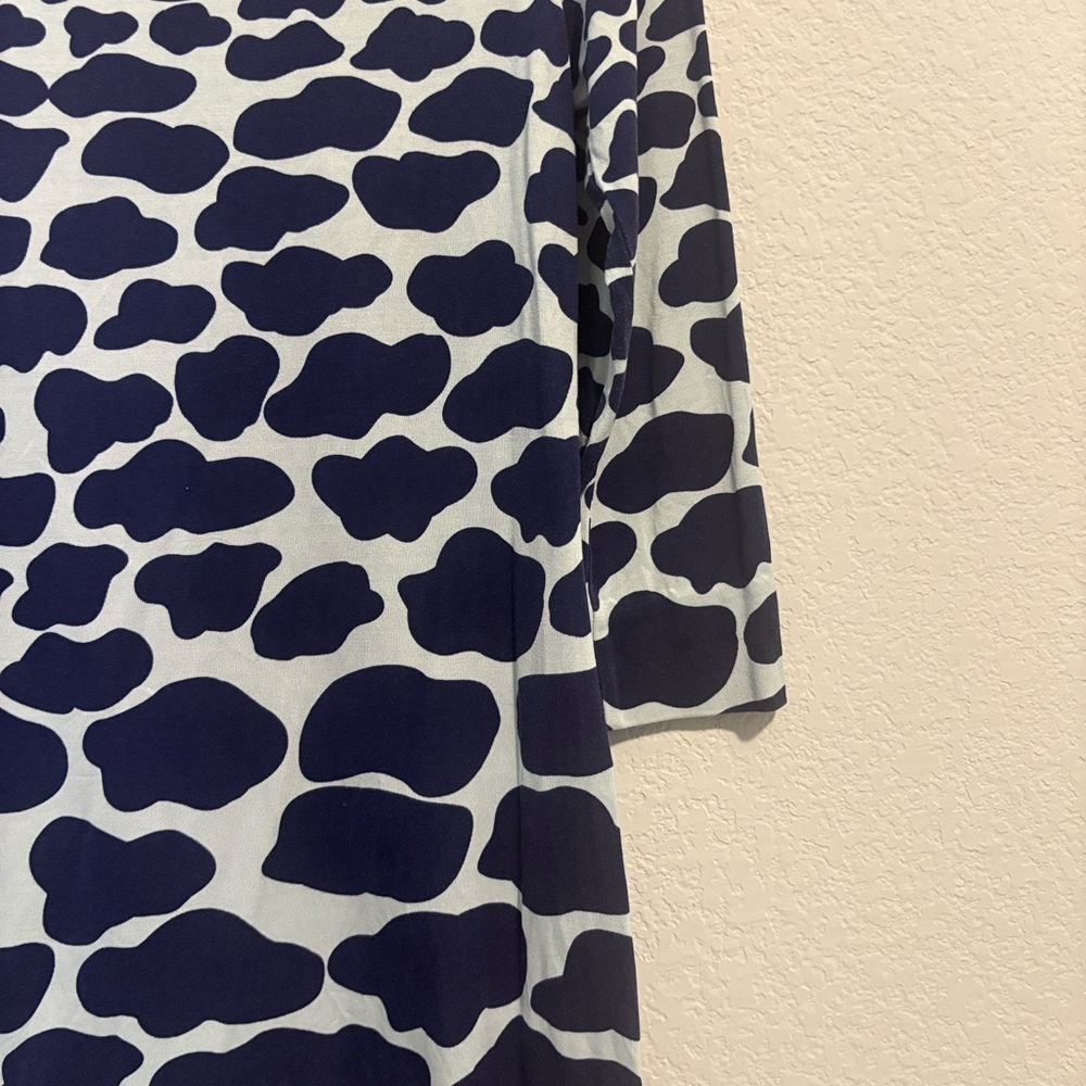 Diane Von Furstenberg Blue and Cream 3/4 Sleeve Dress 100% silk - Picture 8 of 8